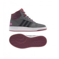 Adidas Hoops 2.0 Mid K Fritidssko Barn/Jr (Grey/Black/DarkPink)